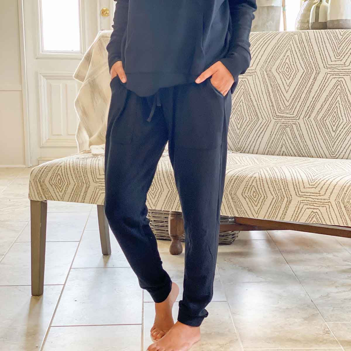 Black Brushed Hacci Joggers